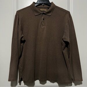 Axist Men’s LS Cotton Polo in Textured Oatmeal Heather